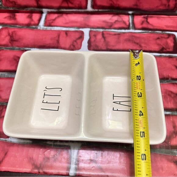 Rae Dunn ceramic Snack Tray LET’S EAT - Picture 3 of 6
